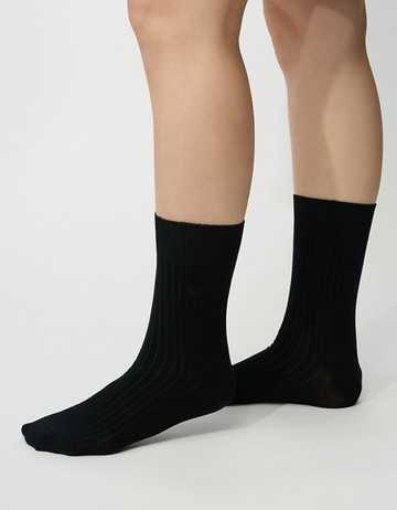 純色雙針刺繡紳士襪- 黑