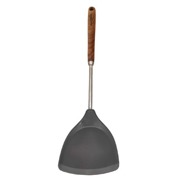 PUSH 普旭 矽膠鍋鏟 304不鏽鋼 黃花梨木柄 耐高溫250°C  黑色  1支