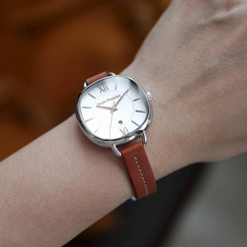 Hush Puppies 經典魅力休閒女錶(HP3892)-橘紅