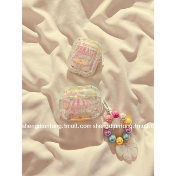 少女卡通旋轉木馬適用于蘋果Airpods4保護套2/3代無線藍牙耳機軟殼Airpods pro可愛創意硅膠鏈條女新款防摔軟