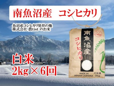  コシヒカリ 白米２kg×６回＜クラウドファンディング対象＞