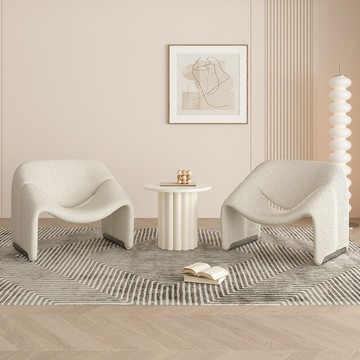 台灣公司貨 免運/開票 奶油風微笑椅單人沙發椅客廳家用陽臺會客休閑羊羔絨設計師螃蟹椅 支持顏色尺寸訂製 沙發D