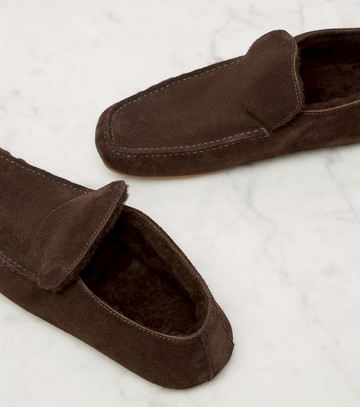 The Row Leo shearling-lined suede loafers