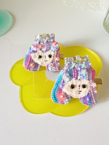 小人兒公主造型法式刺繡髮夾