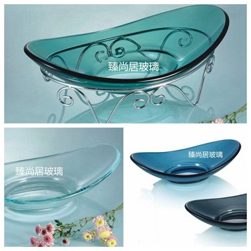 自助創意鋼化玻璃盤水果盤元寶刺身盤自助器皿餐具酒店KTV餐廳