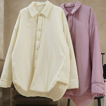 【巴黎精品】現貨+預購 鋪棉外套休閒夾克-慵懶翻領襯衫式棉服女外套2色a1ea72