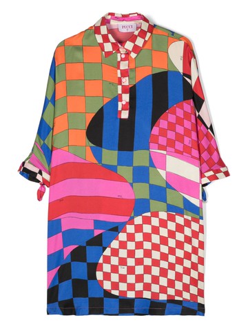 PUCCI Junior - Iride-print dress - kids - Viscose - 4 - Orange