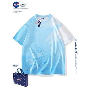 NASA聯名青少年冰絲短袖T恤男夏季新款初中高中學生帥氣速干短袖