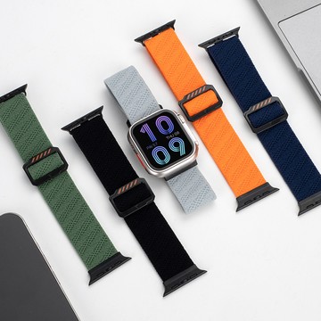 可調節 編制尼龍 適用蘋果 Apple Watch S10 S9 S8 7 6 5 SE3 錶帶 蘋果手錶錶帶 46mm