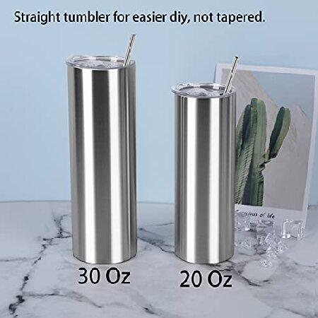 20 Oz Straight Skinny Tumbler Set, Stainless Steel Slim Skinny Travel Tumbler Bulk, Birthday Diy Gift For Women Friends Sisters, Pack, Silver