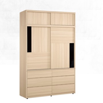 文創集 波卡帝5.1尺六抽推門加高衣櫃/收納櫃組合-152x58x239.5免組