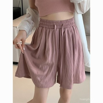 台灣现貨【甜心短褲】美拉德冰絲短褲 涼感褲 大尺碼短褲 高腰顯瘦 休閒褲 闊腿褲女 五分褲 休閒短褲 夏天短褲 運動短褲