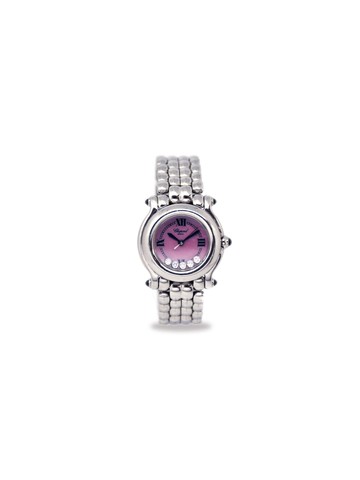 Chopard Pre-Owned - 1990s pre-owned Happy Sport 25mm - women - Diamond/stainless steel - One Size - Pink