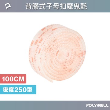 POLYWELL 背膠式子母扣魔鬼氈 密度250型 /透明色 /100公分