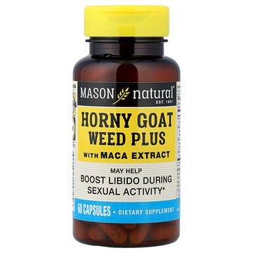 Mason Natural, 淫羊藿+，含瑪卡提取物，60 粒膠囊