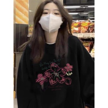 純棉高街美式hiphop春秋薄款衛衣女潮牌寬松高級感超好看無帽上衣