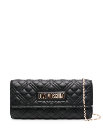 Love Moschino - logo-lettering quilted clutch bag - women - Polyurethane - One Size - Black