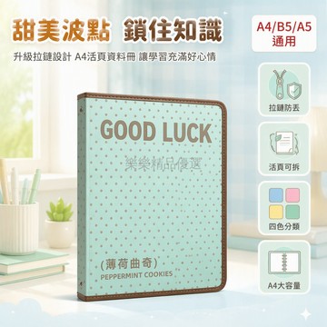 桃園出貨 海盐苹果款升級拉鍊活頁文件夾A4A5B5兼容透明插頁大容量收納冊
