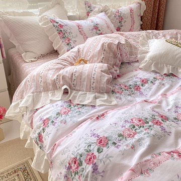 公主風ins碎花純棉床上四件套100全棉春秋小清新被套女床單三件套