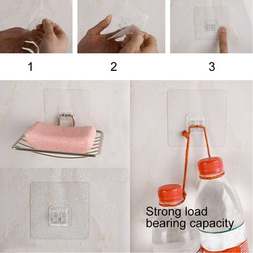 洛陽牡丹 5PCS強力無痕粘膠卡扣牆壁浴室廚房透明卡扣粘鉤