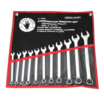 台灣製 黑手牌 梅開板手組 BH-500 11件組 梅開板手 附收納袋 8-21mm 梅花板手 開口板手 12角扭力強