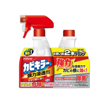 SC Johnson (2組超值組)日本莊臣-浴室強力除霉鹼性泡沫清潔劑(400ml噴霧瓶+400ml補充瓶)/組