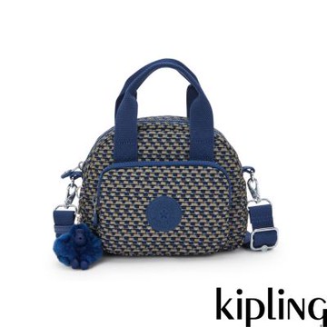 Kipling 藍米格紋輕巧手提斜背兩用包-DEFEA MINI