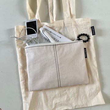 文庫本收納袋 (帆布 米白色) A6