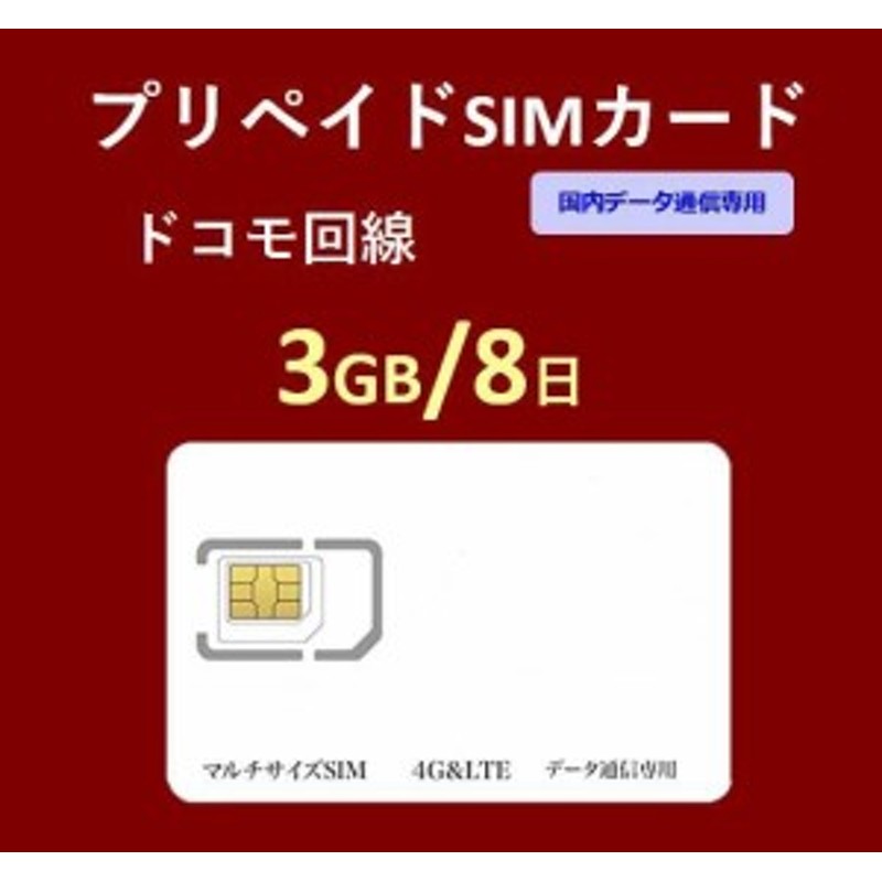 Docomo回線 プリペイドsim 1GB/月1年間有効 データ通信simカード