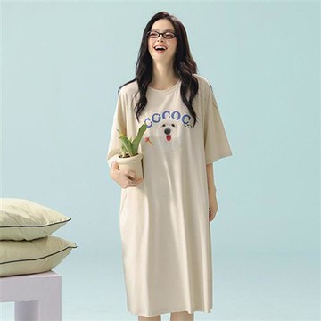 【巴黎精品】現貨+預購 短袖睡衣裙純棉短袖上衣A字裙連身裙洋裝居家睡衣寬鬆大碼-女上衣3色a1km75