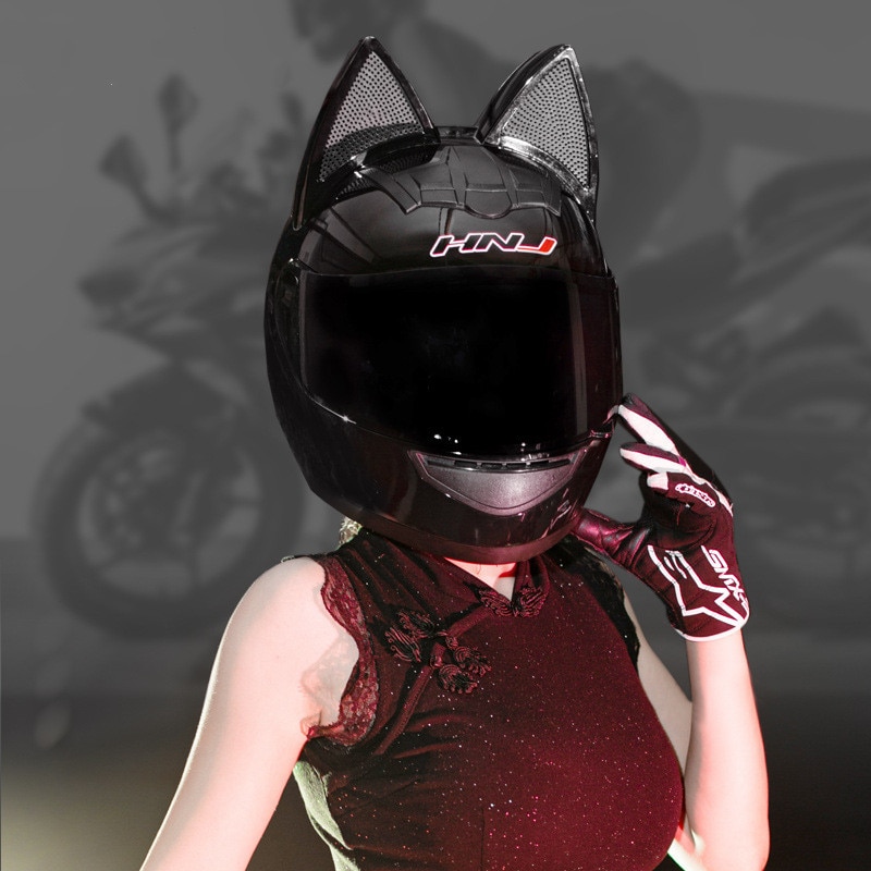 フルフェイスヘルメットバイク猫耳付き可愛い猫耳バイクヘルメットMサイズカラー3