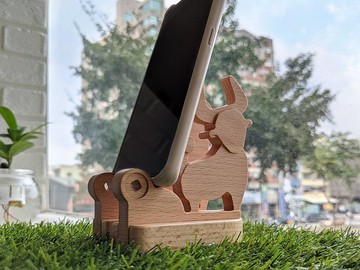 神氣牛原木手機座/名片架 - 客製化刻字