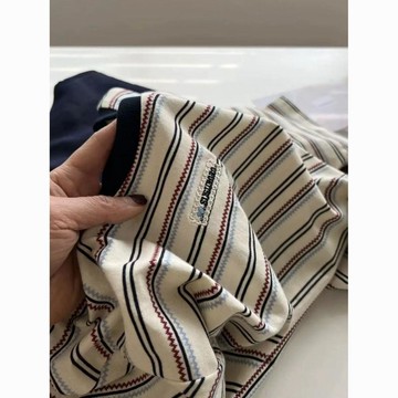 復古條紋撞色圓領夏季短袖T恤女ins寬鬆新款顯瘦設計感小衆上衣潮