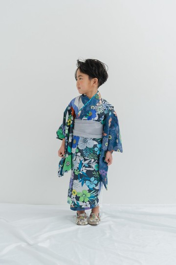 浴衣 Yukata 花朵 藍色
