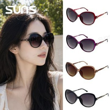 【SUNS】抗UV太陽眼鏡 時尚淑女玫瑰雕花鑲鑽造型 共四色 大框顯小臉 S31 台灣製 檢驗合格