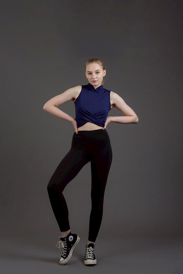 Qi-pow! 中式短身運動上衣 (深藍色)