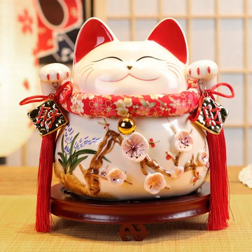 公司貨 免運 快速出貨 擺件 禮品 招財貓擺件 招財貓大號日本陶瓷招財貓儲蓄罐 存錢罐開業禮品酒柜