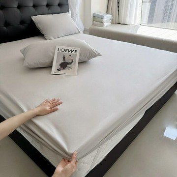 外貿星球同款簡約純色全棉床笠枕套三件套單件席夢思防滑隔臟床罩