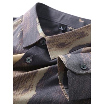 輕奢免燙花襯衫男長袖2025春夏修身韓版潮流印花休閑帥氣男士襯衣