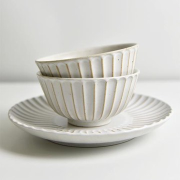 極簡約ins日系家用創意盤子復古風飯碗碟粗陶瓷淺盤精致餐具套裝