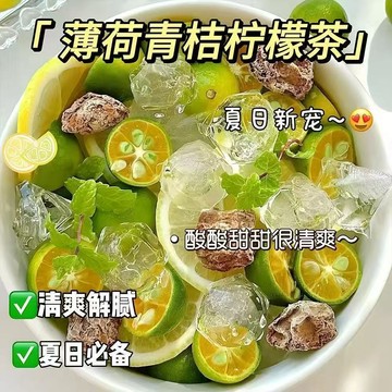 薄荷青桔檸檬茶夏季衝飲冷泡茶水果茶凍幹金桔檸檬茶包網紅衕款