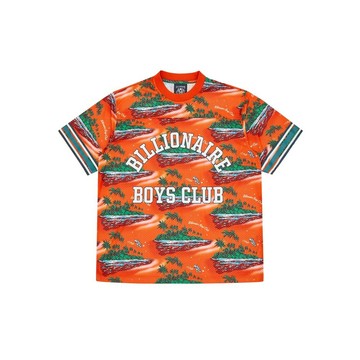 BILLIONAIRE BOYS CLUB TROPICAL ISLAND PRINT FOOTBALL TOP 短袖球