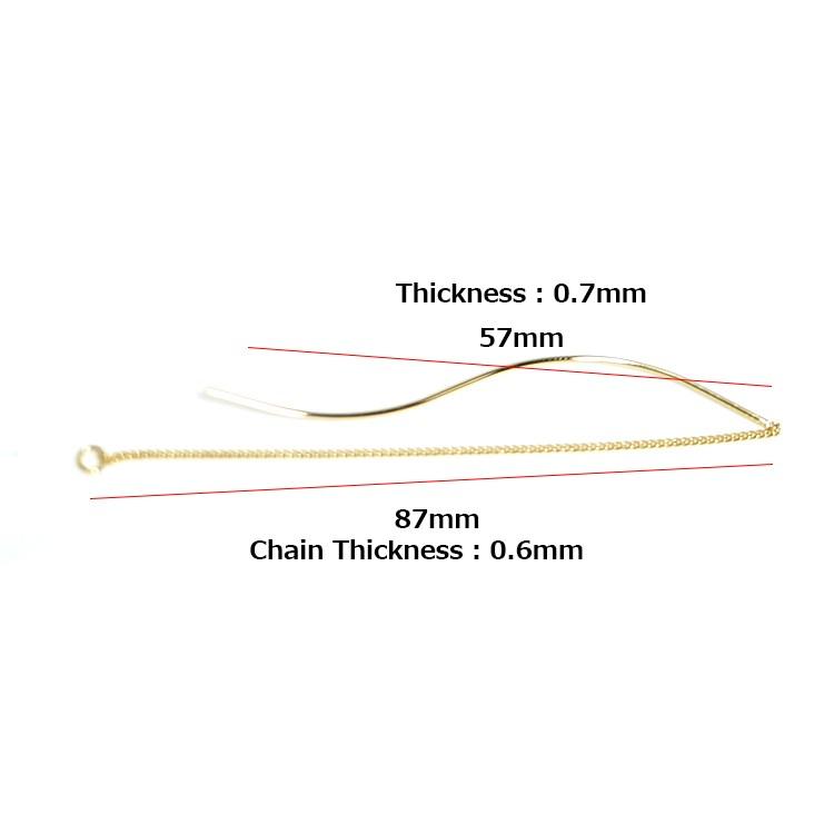 約144mm曲線のチェーン光沢ゴールドカン付きフックピアス、パーツ