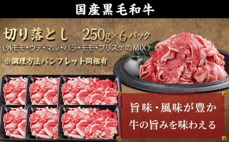 切り落とし1.5kg(250g×6パック)_MJ-I903_(都城市) 牛肉 国産黒毛和牛 外モモ ウデ マル バラ モモ ブリスケ 切り落とし 250g×6パック 小分けパック