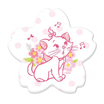 收納王妃 迪士尼櫻花造型珪藻土杯墊  11.5 x 11 x 0.9cm  瑪麗貓 粉色 + 白色  1個