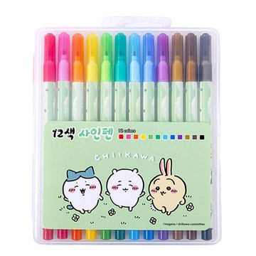 韓國文具連線 - 卡通人物吉伊卡哇12色彩色筆-草原嬉戲