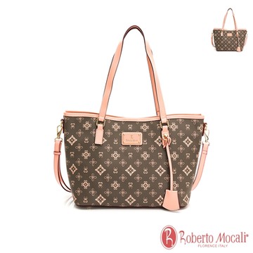 Roberto Mocali - 義大利諾貝兔自然森林系列茉綠花紋A4大容量肩斜背船型托特包