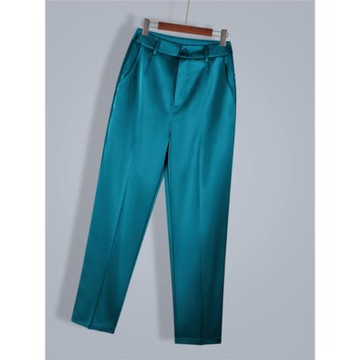 春季新款煙管褲女小個子長褲小腳直筒褲緞面醋酸質感春夏九分褲