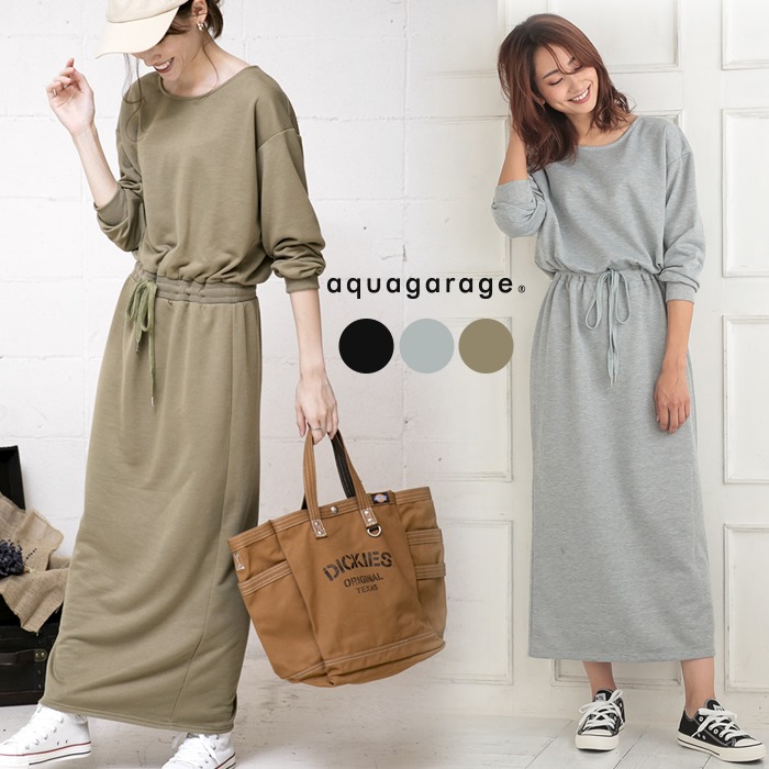 Aquagarage ウエストブラウジングワンピース 秋冬 ブラック L レディース 通販 Lineポイント最大15 0 Get Lineショッピング