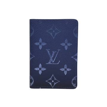 【二手名牌BRAND OFF】LOUIS VUITTON LV 路易威登 海軍藍色 原花 Gradient 帆布 Pocket Organizer 卡片夾 M11548